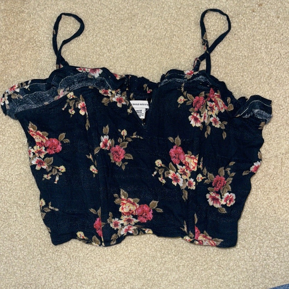 American Eagle Cropped Corset top floral pattern